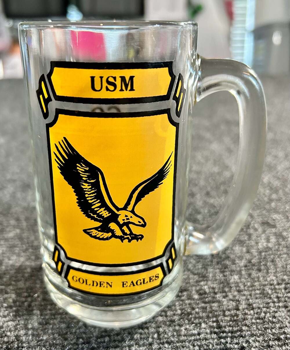 USM Golden Eagles Glass Beer Mug Stein GO EAGLES